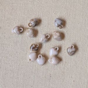 Marbled Heart Charm Beads - Neutral Beige & Cream #8